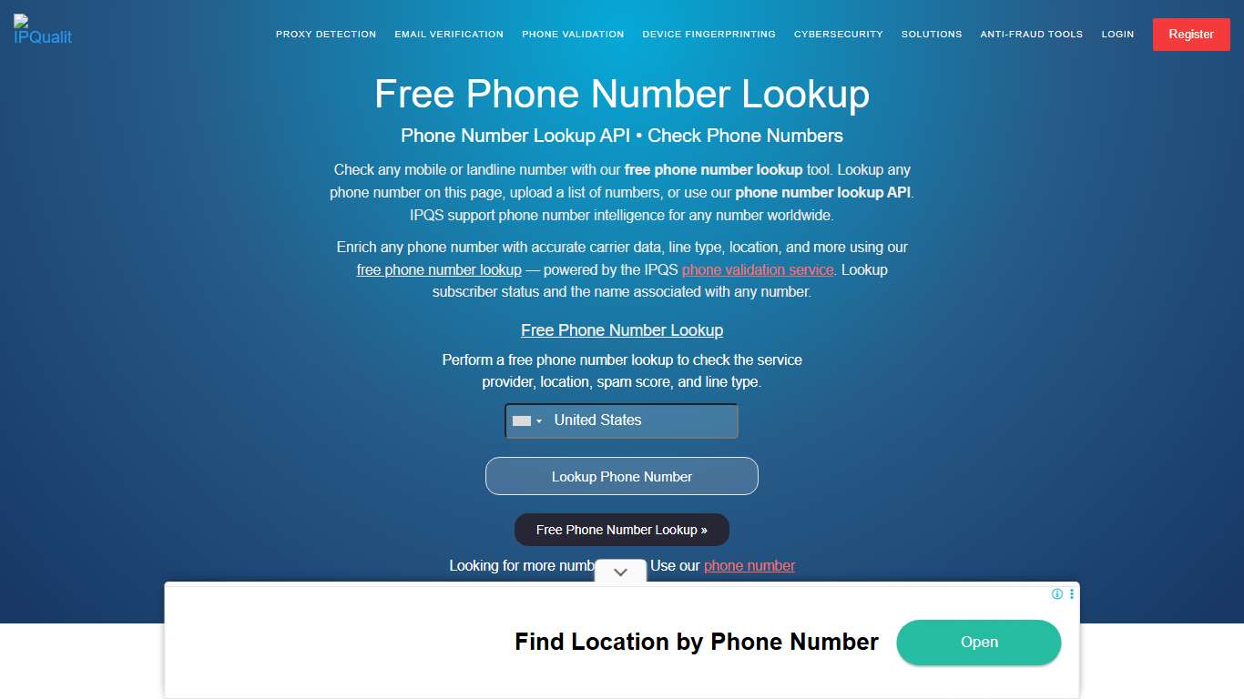 Free Phone Number Lookup Tool Phone Number Lookup API
